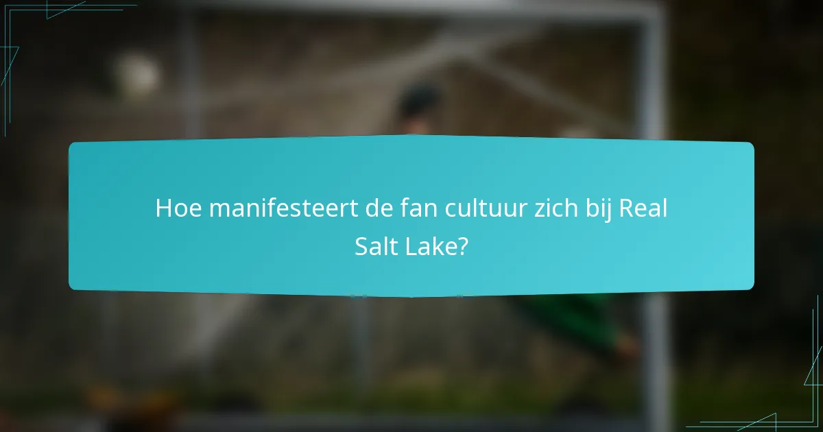 Hoe manifesteert de fan cultuur zich bij Real Salt Lake?